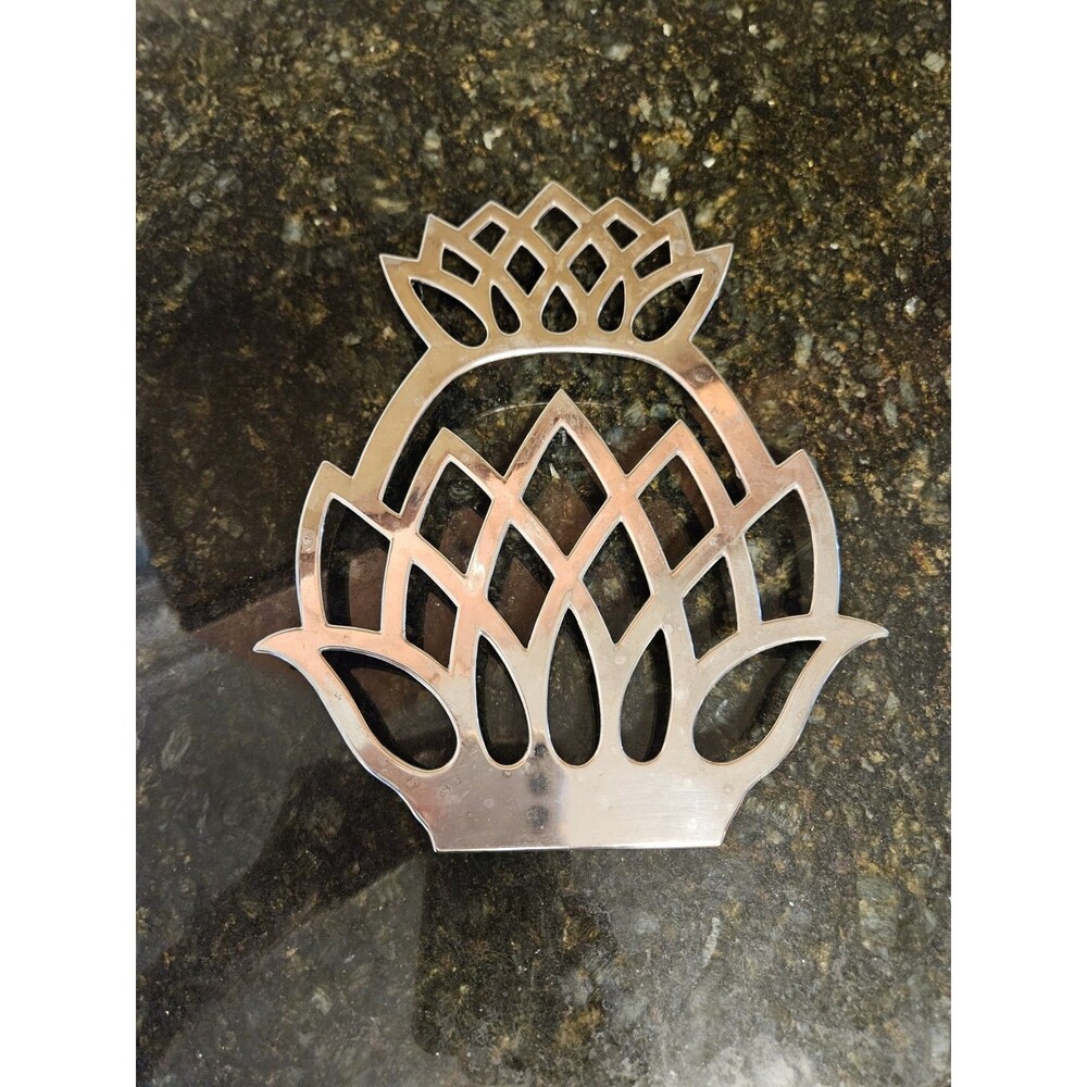 Vintage MCM Silver Plated Pineapple Trivet Wall Decor Made in Italy